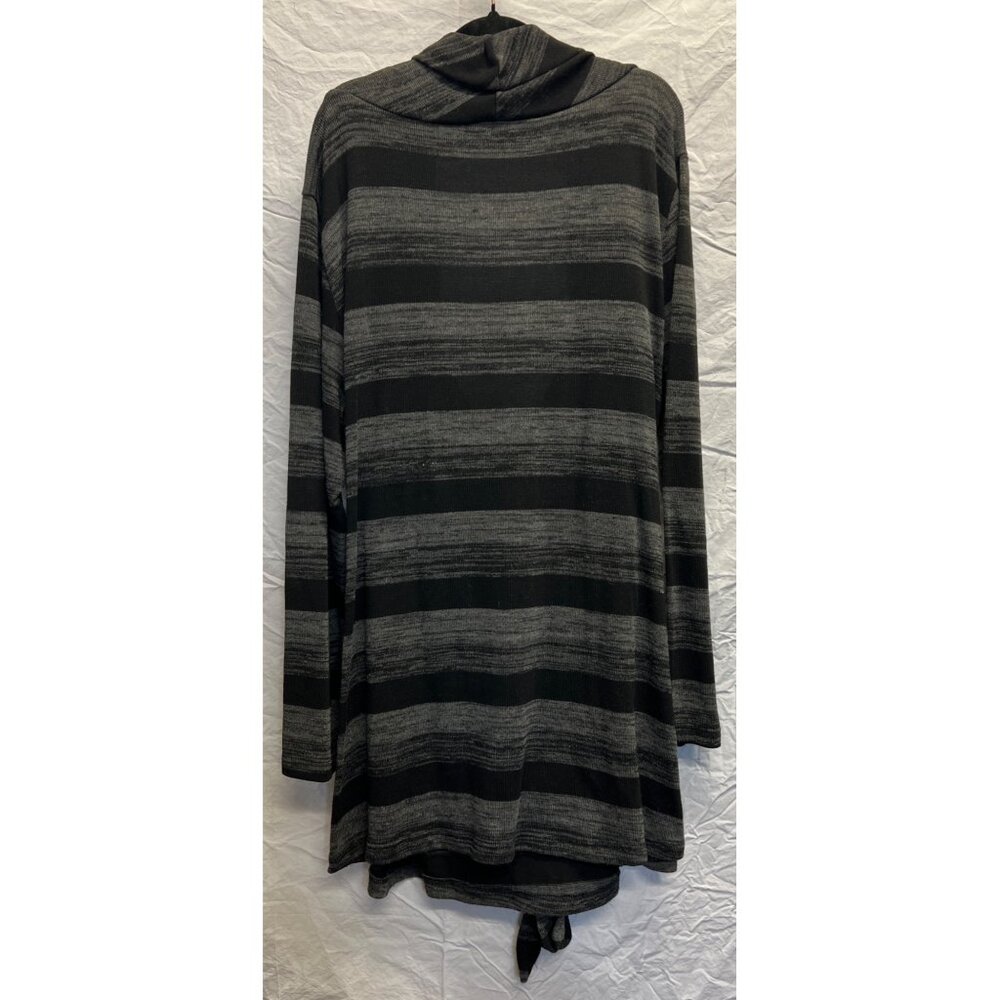Hypnotik Womens 2X Black Gray Striped Cowl Neck Cardigan SweaterBlack Lace Cami - Picture 2 of 5